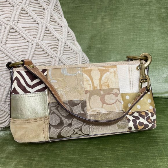 Coach Handbags - Coach Baguette Leather Patchwork Shoulder Bag Vintage B0773-10813 Animal Print
